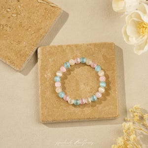 Macaron Cat Eye-armband, godisfärgade stretchpärlor, söta fina stapelbara smycken, julklapp