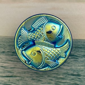 Fish Pisces Glass Button  -  Made in Czech Republic 23mm