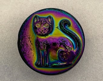 Cat Glass Button  -  Made in Czech Republic 13mm