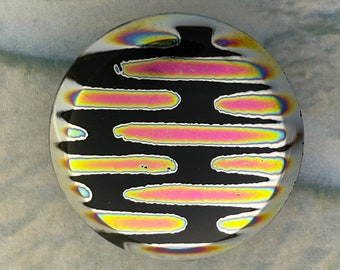 Peacock Finish Glass Button - Made in Czech Republic, 23mm