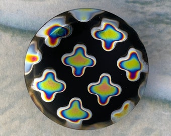 Peacock Finish Glass Button - Made in Czech Republic, 23mm