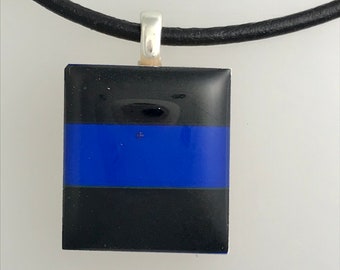 Scrabble Tile Necklace, Thin Blue Line