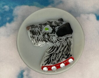 Dog Head Button with Rhinestones- Made in Czech Republic 29mm