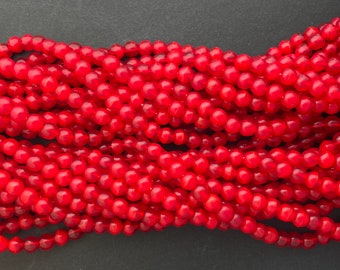 Round Druk Opaline Pressed Glass Beads 5mm - Made in Czech Republic