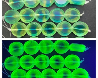 Vintage Uranium UV Glow Glass Beads!!! - Table Cut Beads made in Bohemia 1930's - 1940's  16mm