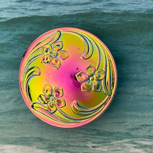 Fancy Floral Glass Button - Made in Czech Republic 27mm