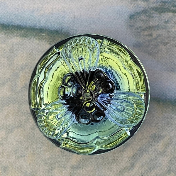 Fancy Flower, Glass Button - Custom Color!  Made in Czech Republic 19mm