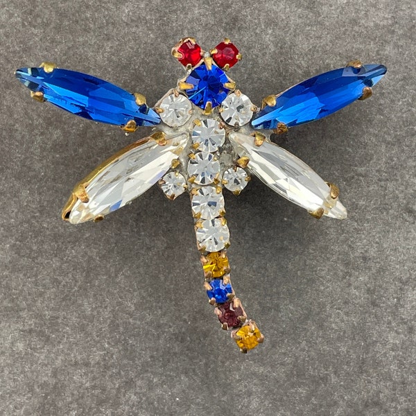 Fancy Dragonfly Crystal Button Hand made in Czech Republic!