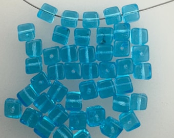 Vintage Cube shape, pressed Glass beads - Made in Czechoslovakia during the 1960's