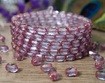 Color Change Transparent Alexandrite with Bronze edges - Faceted Rice Cathedral Cut Glass Beads - Made in Czech Republic