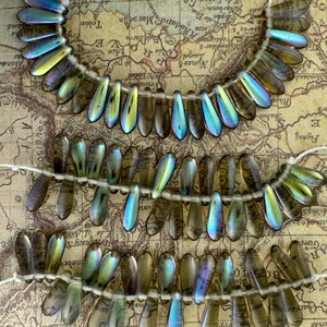 Mini Dagger Shaped Pressed Glass Beads - Made in Czech Republic