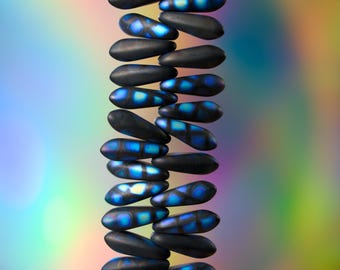 Mini Dagger Shaped Pressed Glass Beads - Made in Czech Republic