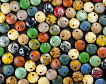 チェコ プレスガラス レンズ豆ビーズ 8 mm クリスタル オレンジ