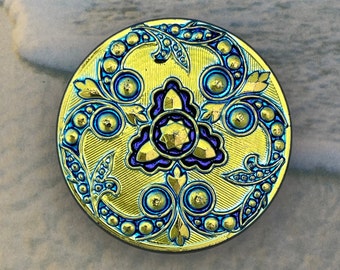 Fancy Ribbon Glass Button - Made in Czech Republic 32mm