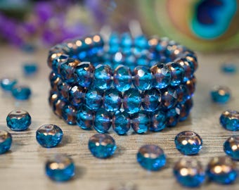 Faceted Puffy Rhondelle Glass Beads - Made in Czech Republic