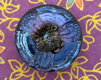 Fancy Flower, Glass Button- Made in Czech Republic 19mm