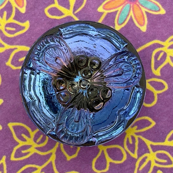 Fancy Flower, Glass Button- Made in Czech Republic 19mm