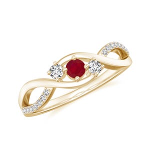 Natural Ruby Infinity Ring, July Birthstone Ring, Ruby Promise Ring, Infinity Knot Ring, Gold Plated Ring, Red Gemstone Jewelry Gift