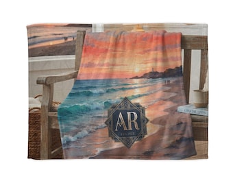 Personalized Soft Polyester Blanket Custom Coastal Photo Throw