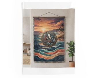 Personalized Coastal Wall Tapestry Custom Family Monogram Home Decor