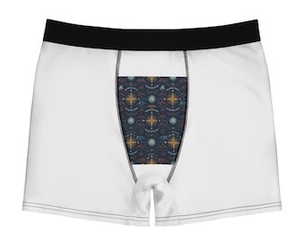 Personalized Men's Boxer Briefs Custom Name Travel Pattern