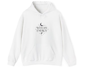 Witchy Energy Hoodie Crescent Moon Occult Sweatshirt Minimalist Pullover