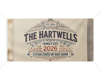 Personalized Matte Banner Custom Family Name Vintage Sign