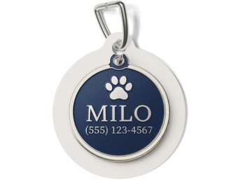 Personalized Pet ID Tag Custom Name Paw Print Collar Accessory