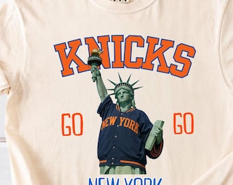 Go New York Go Comfort Colors T-shirt, Statue Of Liberty NY Knicks Basketball Unisex Shirt, Vintage Knicks Tee, Fan Gifts