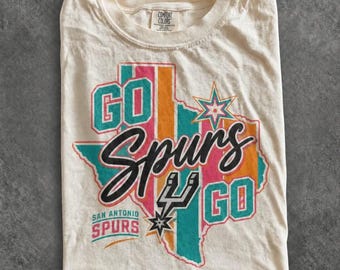 Go Spurs Go Comfort Colors T-shirt, San Antonio Basketball Fan Vintage Style Tee, Spurs Game Day Shirt, Retro Basketball Team Spirit Gift