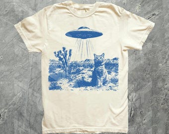 Cowboy Cat Ufo Shirt, Retro Vintage Style 90s T-shirt, Kitten, Cat Lovers, Funny Gag Gift Tee, Meme Shirt, Gift For Her