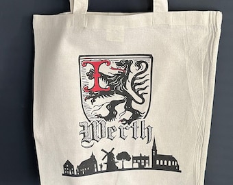 Bolsa de algodón Werth Skyline | Bolsa de compras con escudo de armas | Bolsa de tela sostenible | Regalo Werth | Bolsa de yute estampada