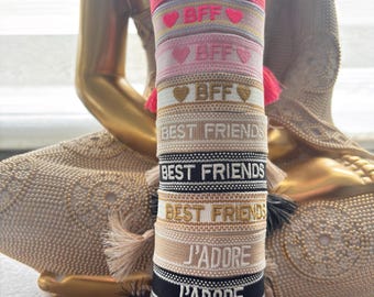 Braccialetti dell'amicizia ricamati BFF (Best Friends or I Love) con croce – Braccialetto dell'amicizia regolabile, regalo