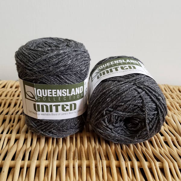 Wool Cotton Fingering Yarn, Organic Yarn, United by Queensland Collection, Lead 23