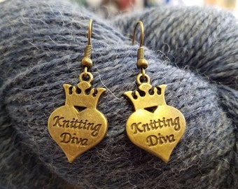 Boucles d’oreilles, à tricoter Bronze tricot Diva charmes