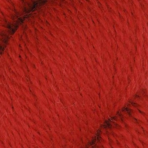 May include: Close-up of a vibrant red yarn skein. The yarn has a thick, textured appearance, suggesting a soft and warm material. The color is a rich, solid red, ideal for knitting or crocheting projects. This yarn is suitable for creating cozy garments or home decor items.