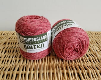 Wool Cotton Fingering Yarn, Organic Yarn, United by Queensland Collection, Red Currant 13