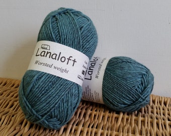 Fil de laine peignée Lanaloft mouton marron, sapin bleu 56