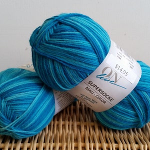 Wool Sock Yarn, Superwash Wool, Online Supersocke Color Line 183, Self Striping, 1756 Aqua image 1