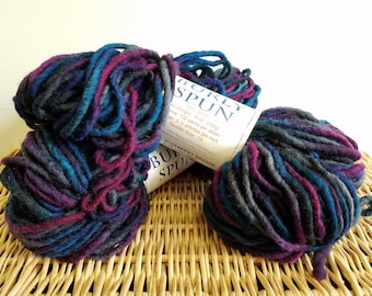 Bulky Wool Yarn, Brown Sheep Burly Spun, Handpaint Wool Yarn, Blueberry Breeze 370