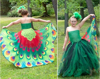 Peacock Costume, Kids Halloween Costume, Blue Bird Tutu Dress, Adult Peacock Costume, Kids Peacock Costume, Girls Peacock Tutu Dress, Cape