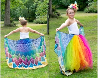 Rainbow Parrot Costume, Kids Halloween Costume, Parrot Tutu Dress, Adult Peacock Costume, Kids Bird Costume, Girls Peacock Tutu Dress, Cape