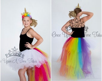 Rainbow Bustle Tutu, Unicorn Costume, Halloween Costume, Adult Unicorn Tutu, Kids Tutu, High Low Tutu Skirt, Rainbow Birthday Party Skirt