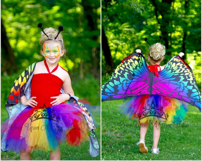 Bright Rainbow Butterfly Tutu Dress 12 Months Little Girls Size 2T 3T 4