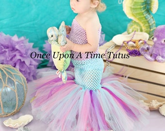 Mermaid Costume, Mermaid Tail Tutu, Baby Girls Mermaid Outfit, Birthday Outfit, Halloween Costume, Toddler Mermaid Costume, Infant, Kids
