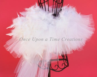 plus size white feather tutu