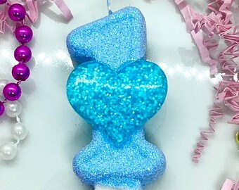 Bougie d'anniversaire coeur bleu, Décoration de fête pour la Saint-Valentin, Décoration de fête de bébés garçons, Un, Décoration de gâteau numérotée, Bougie souvenir, Articles de fête