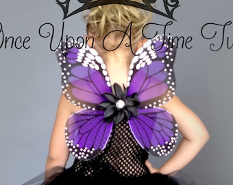 Purple Monarch Butterfly Wings - Dress Up or Birthday Party Favor Accessory - Kids Little Girls Butterfly Costume - Fairy Halloween Costume