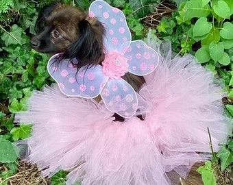 Pink Dog Tutu, Puppy Tutu Skirt, Wings, Dog Halloween Costume, Pet Birthday, Xxs XS Small Medium Large Extra Large Xxl Xxxl, Dog Tutu