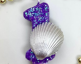 Mermaid Birthday Candle, Mermaid Party Decor, Glitter Shell Birthday Candle, Sparkly Number Cake Topper, Keepsake Candle, Party Supplies